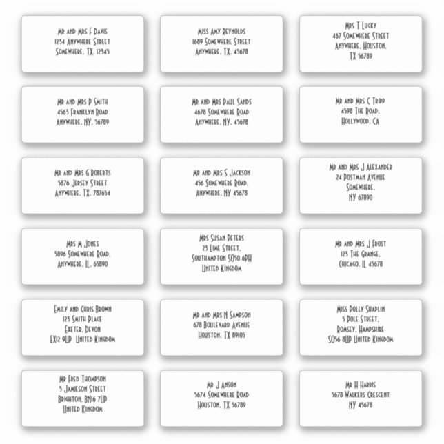 Adesivo Estilo Art Deco 18 Nomes Individuais Convidados En (Frente)