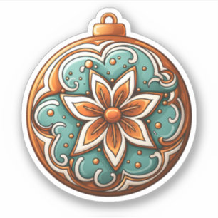 Adesivo Estilo de Cartoon Redondo Cookies de Natal Com Flo