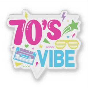 Adesivo Estilo Neon Retro com Vibe dos Anos 70