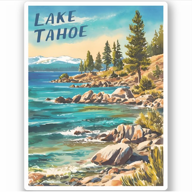 Adesivo Estilo Retroativo do Lago Tahoe California (Frente)