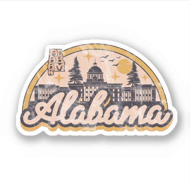 Adesivo Estilo Vintage do Alabama (Frente)