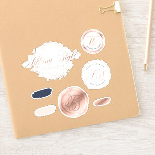 Adesivo Estilos Tiffany Marinho Azul e Rosa Dourados Logot