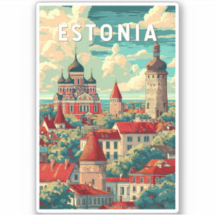 Adesivo Estônia - Ilustração - Viagem Art Vintage