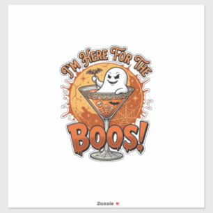 Adesivo Estou Aqui Boos Halloween Fantasma Bebida Teia de