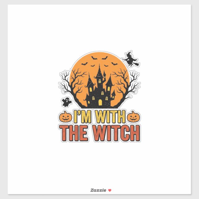 Adesivo Estou Com A Bruxa Design de Castelo de Halloween V (Folha)