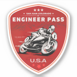 Adesivo Estrada Engineer Pass viagem de moto colorida