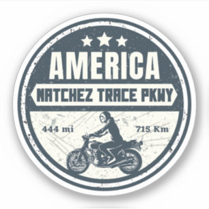Adesivo estrada natchez trace Mississippi Tennessee motoci