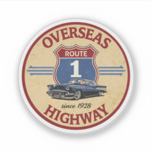 Adesivo estrada Overseas Highway vintage chaves da Flórida
