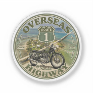 Adesivo estrada Overseas Highway vintage chaves da Flórida