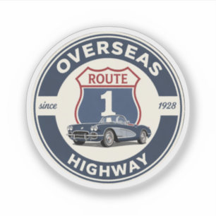 Adesivo estrada Overseas Highway vintage presentes das cha