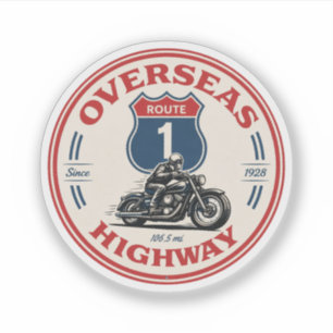 Adesivo estrada Overseas Highway vintage presentes das cha