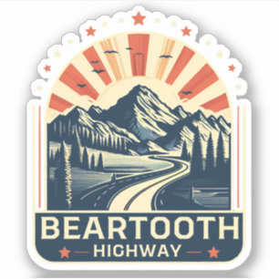 Adesivo estrada vintage Beartooth Highway us 212 montana