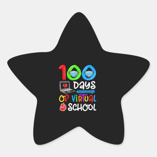 Adesivo Estrela 100 Dias De Escola Virtual Online (Frente)