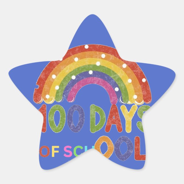 Adesivo Estrela 100 dias de professor-presente da escola (Frente)