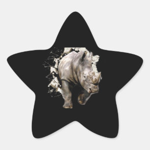 Adesivo Estrela 3d Rinoceronte - Rinoceronte Animal Africano Safar