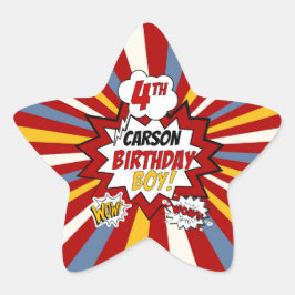 Adesivo Estrela 4.º Aniversário do Super Herói
