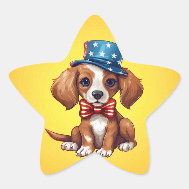 Adesivo Estrela 4 De Julho Cãozinho-71009 (Frente)