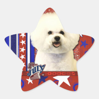 Adesivo Estrela 4 de julho foguete - Bichon Frise