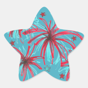 Adesivo Estrela 4 de julho Patrimônio Azul de Fogos de Artifício d