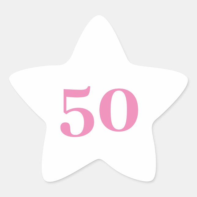 Adesivo Estrela 50º aniversário, cor-de-rosa, idade personalizada  (Frente)