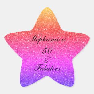 Adesivo Estrela 50 E Fabuloso Aniversário Pink Roxo