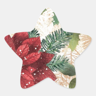 Adesivo Estrela 50 Retro Poinsettia Red Green Creme