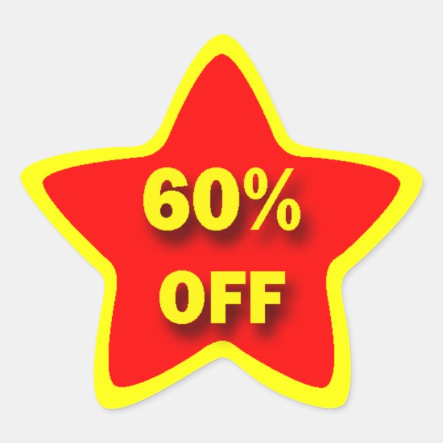 Adesivo Estrela 60% OFF Star Stickers (Frente)