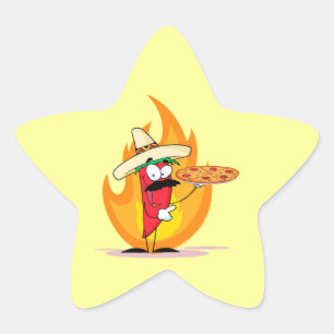Adesivo Estrela A Pepper Sombrero Chile Pega Pizza Para Cima