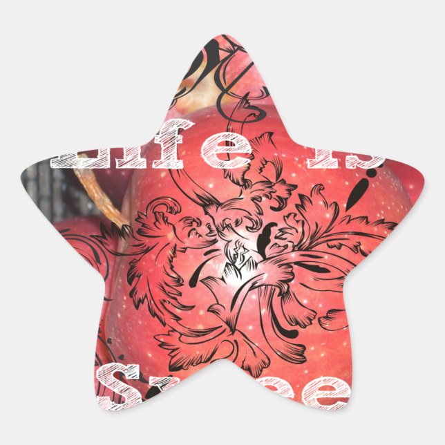 Adesivo Estrela A vida é doce: Apple e Floral Motif Design (Frente)