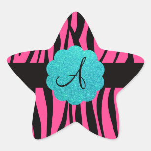 Adesivo Estrela A zebra cor-de-rosa listra o monograma