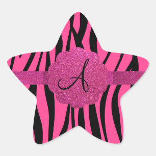 Adesivo Estrela A zebra cor-de-rosa listra o monograma