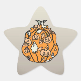Adesivo Estrela Abóboras e Guloseimas de Halloween Retrô