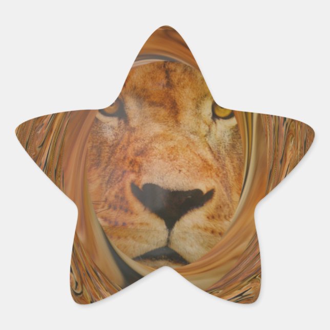 Adesivo Estrela Abstrato Lion Safari Art Impressão (Frente)