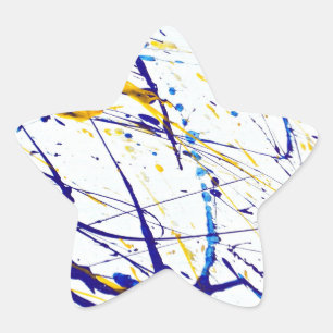 Adesivo Estrela Abstrato Paint Splatter em azul e Dourado