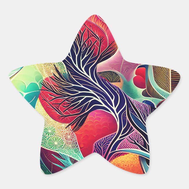 Adesivo Estrela Abstrato Paisagem (Frente)