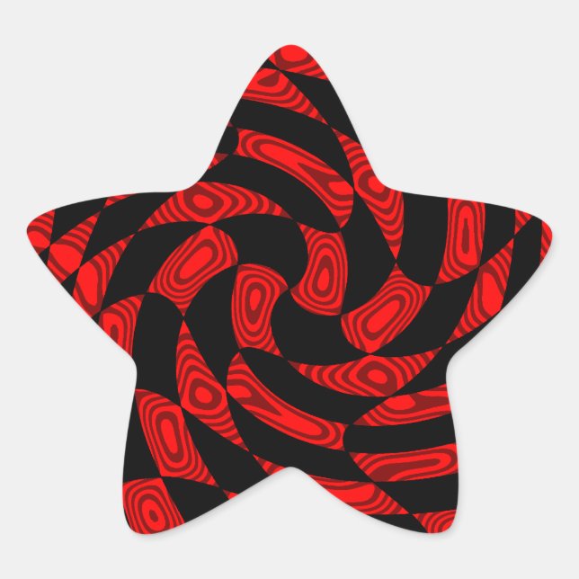 Adesivo Estrela abstrato vermelho e preto legal (Frente)
