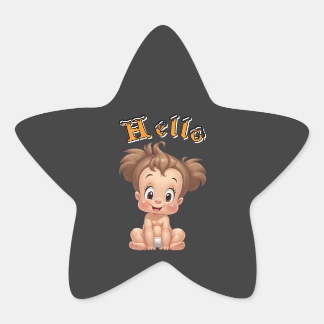 Adesivo Estrela Adorable Cartoon Baby Sitting Cheerfully with Cute (Frente)