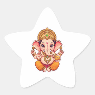 Adesivo Estrela Adorável Ganhai Bappa - Chibi Style Ganesha com