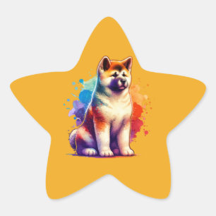 Adesivo Estrela Akita Inu Dog