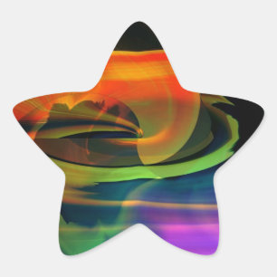 Adesivo Estrela Alienígena Paisagem Arco-Íris Abstrato