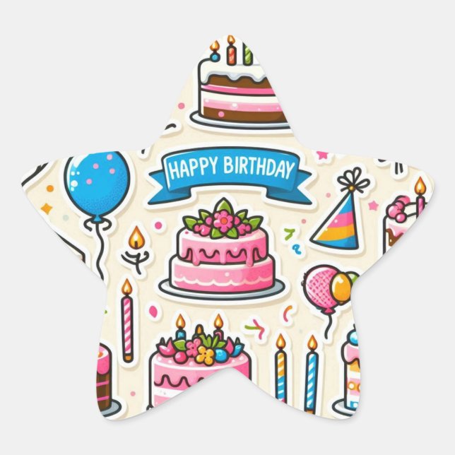 Adesivo Estrela "Aniversário Bash Stickers" (Frente)
