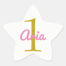 Aniversário do Star Sticker Branco Dourado Rosa