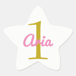 Adesivo Estrela Aniversário do Star Sticker Branco Dourado Rosa