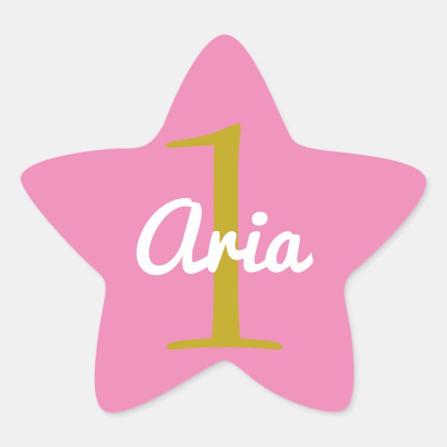 Adesivo Estrela Aniversário do Star Sticker Branco Dourado Rosa (Frente)