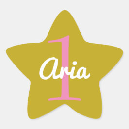 Adesivo Estrela Aniversário do Star Sticker Branco Dourado Rosa