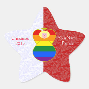 Adesivo Estrela Anjo do Orgulho Gay Cabelo Loiro Vermelho e Branco