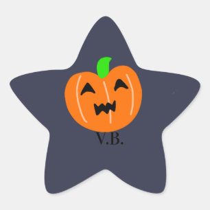 Adesivo Estrela Apelido de laranja assustador olhos de halloween