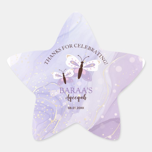 Adesivo Estrela Aqeeqah Star Stickers Purple Butterfly Favor (Frente)