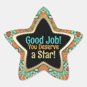 Adesivo Estrela Aqua Jewels Dourado - Bom trabalho você merece uma