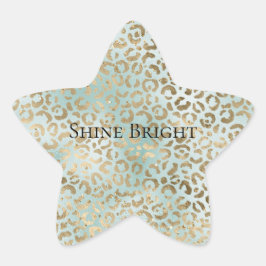 Adesivo Estrela Aqua Mint Dourada Glitz Sparkle Leopard Impressão